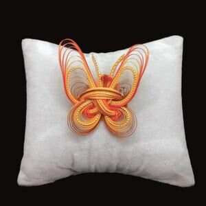 Whimsical Bamboo Butterfly Brooch Handmade Quilling 70's Vintage Insect Pin